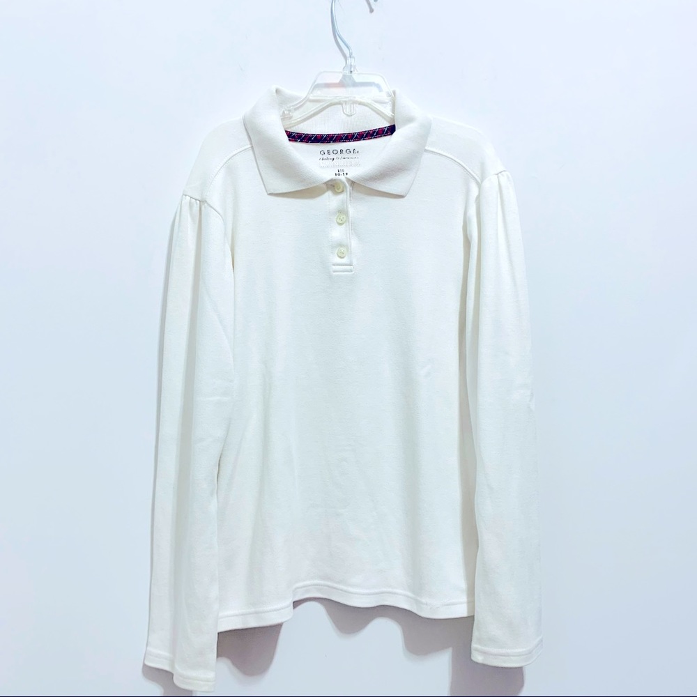 George White Polo School Uniform Long Sleeve Shirt